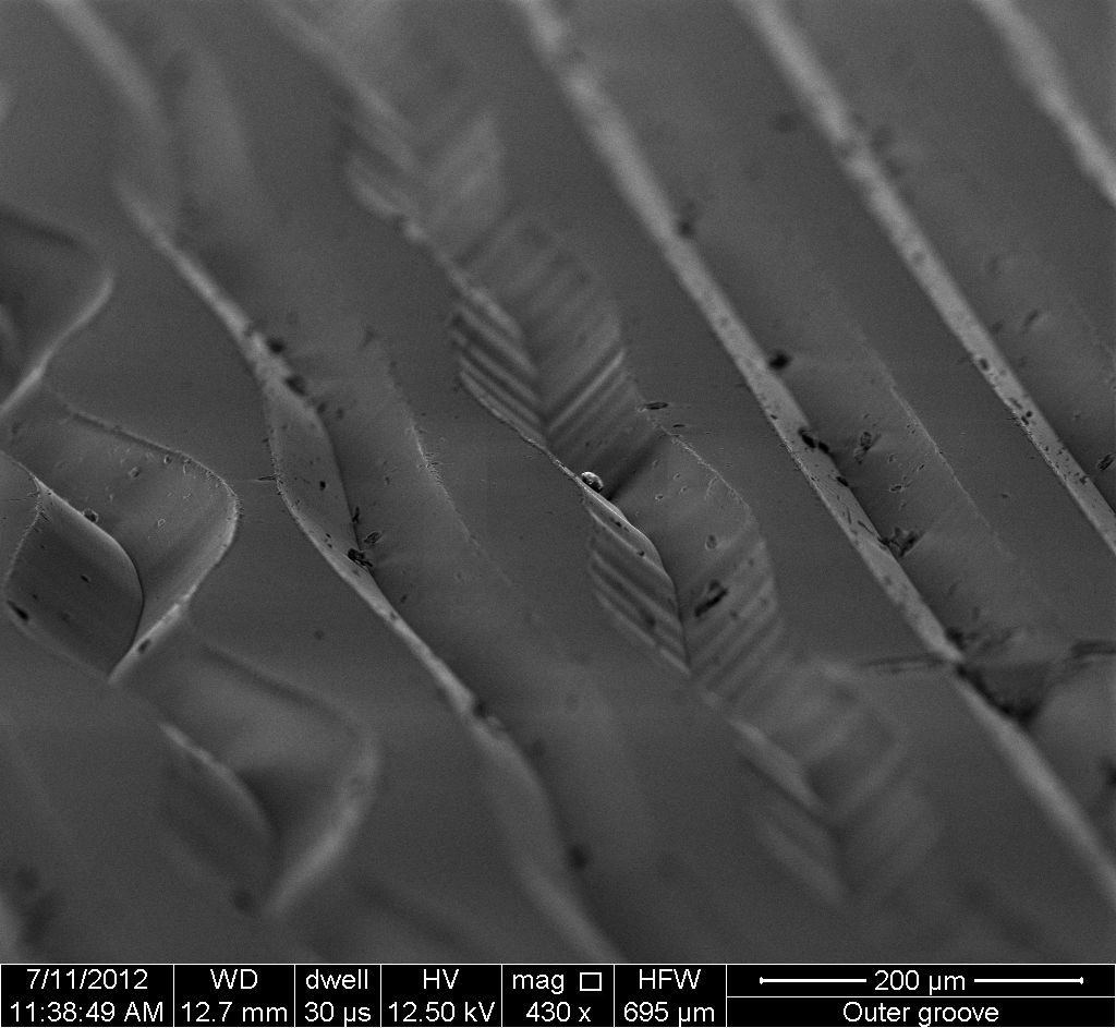 Micro view of different record grooves